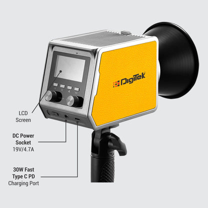 Digitek (DCL-100 WBC) 100W Bi-Color Continuous LED Light with Reflector & Mini Bowen Mount a Unique Modern for Professional Photography Rechargable