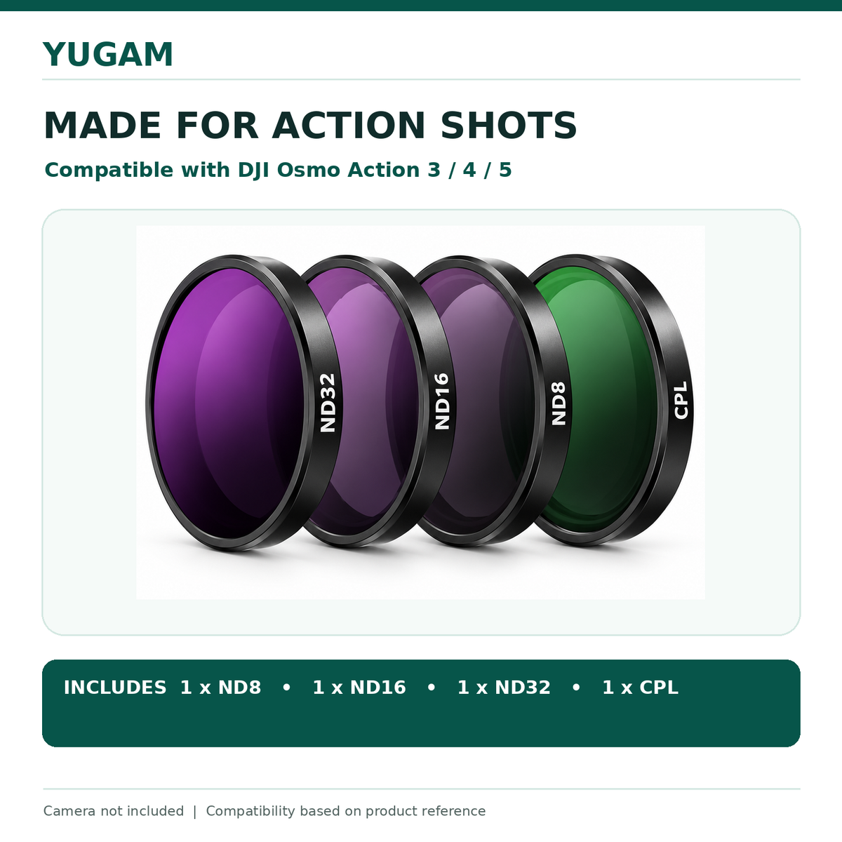Filter set for DJI Osmo Action 3 4 and 5, illustrative image